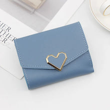 Cargar imagen en el visor de la galería, Cartera corta para mujer de estilo , con forma de corazón, triple pliegue, con múltiples ranuras para tarjetas, monedero pequeño, bolso para tarjetas y billetera para mujer.
