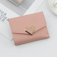 Cargar imagen en el visor de la galería, Cartera corta para mujer de estilo , con forma de corazón, triple pliegue, con múltiples ranuras para tarjetas, monedero pequeño, bolso para tarjetas y billetera para mujer.
