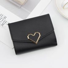 Cargar imagen en el visor de la galería, Cartera corta para mujer de estilo , con forma de corazón, triple pliegue, con múltiples ranuras para tarjetas, monedero pequeño, bolso para tarjetas y billetera para mujer.
