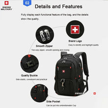 Cargar imagen en el visor de la galería, Mochila SWISS MILITARY de Gran Capacidad – Mochila Multifuncional de Viaje, Impermeable, con Puerto USB y Compatible con Portátiles de hasta 23 pulgadas
