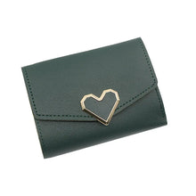 Cargar imagen en el visor de la galería, Cartera corta para mujer de estilo , con forma de corazón, triple pliegue, con múltiples ranuras para tarjetas, monedero pequeño, bolso para tarjetas y billetera para mujer.
