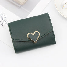 Cargar imagen en el visor de la galería, Cartera corta para mujer de estilo , con forma de corazón, triple pliegue, con múltiples ranuras para tarjetas, monedero pequeño, bolso para tarjetas y billetera para mujer.
