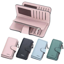 Cargar imagen en el visor de la galería, Cartera Larga de Piel para Mujer de Gran Capacidad – Billetera con Cremallera y Hebilla, Múltiples Ranuras para Tarjetas, Triple Pliegue, Monedero y Bolsa Tipo Clutch
