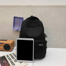 Cargar imagen en el visor de la galería, Mochila de Gran Capacidad de Color Sólido para Estudiantes de Secundaria – Mochila de Viaje Negra y Simple para Estudiantes de Secundaria y Preparatoria
