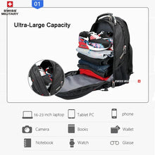 Cargar imagen en el visor de la galería, Mochila SWISS MILITARY de Gran Capacidad – Mochila Multifuncional de Viaje, Impermeable, con Puerto USB y Compatible con Portátiles de hasta 23 pulgadas
