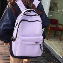 Cargar imagen en el visor de la galería, Mochila de Gran Capacidad de Color Sólido para Estudiantes de Secundaria – Mochila de Viaje Negra y Simple para Estudiantes de Secundaria y Preparatoria
